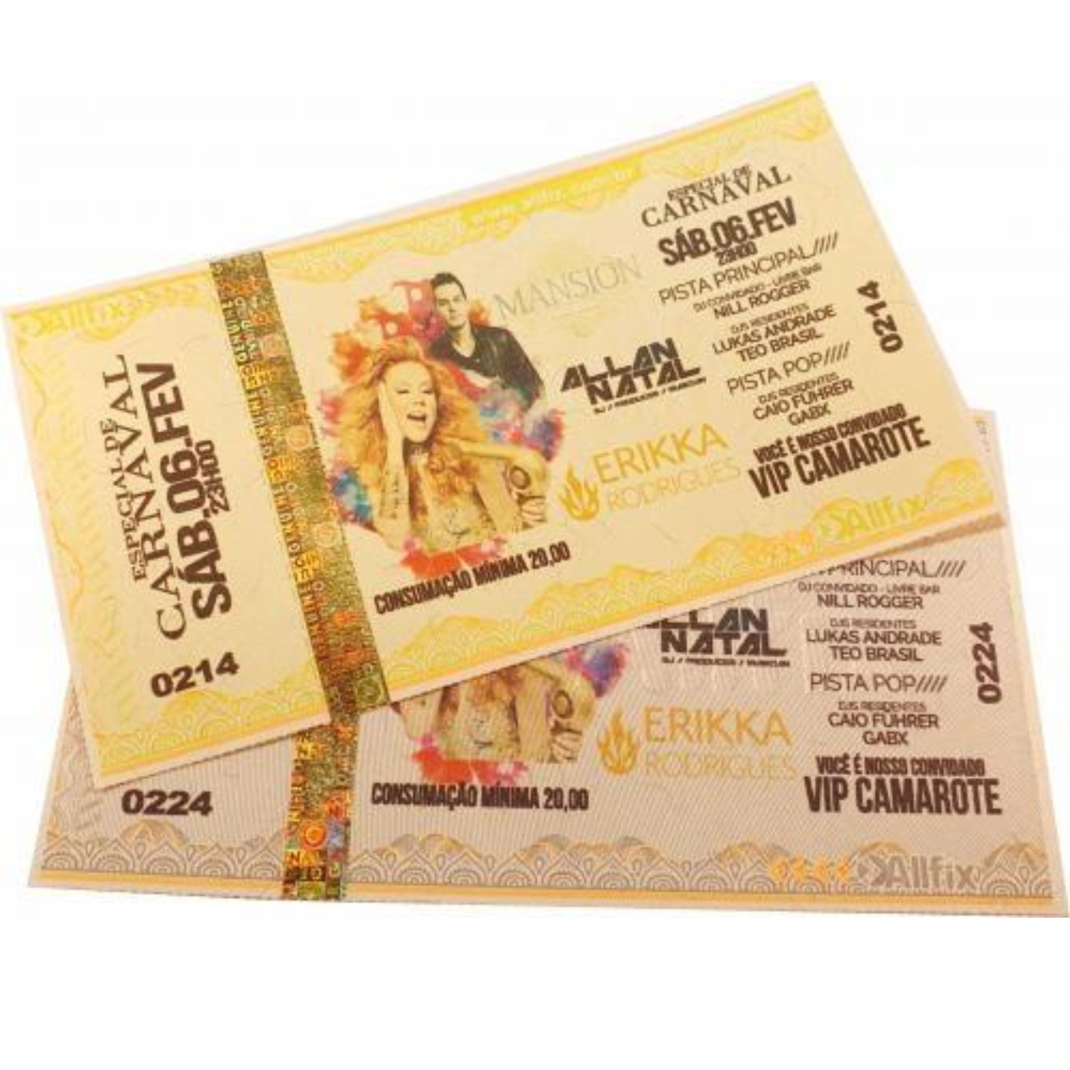Ingresso Papel Moeda 1 Canhoto 108x60mm